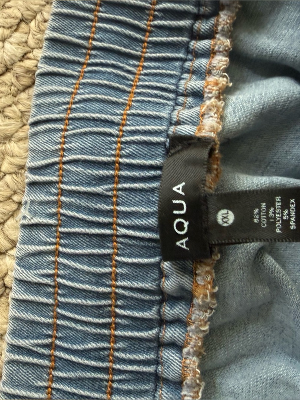 Aqua Women's Light Blue Elastic Waist Jeggings with Contrast Stitching